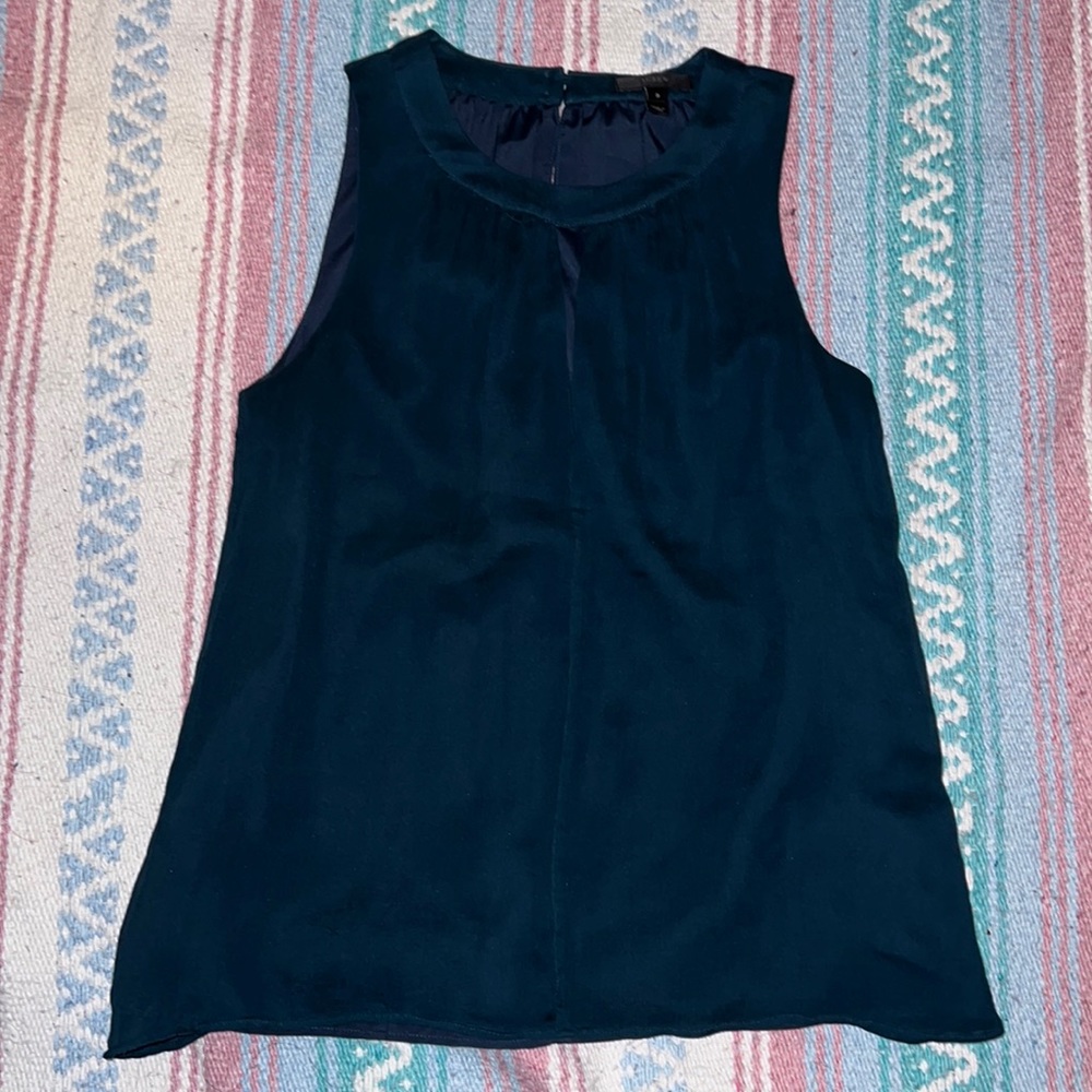 J. Crew blue sleeveless silk blouse